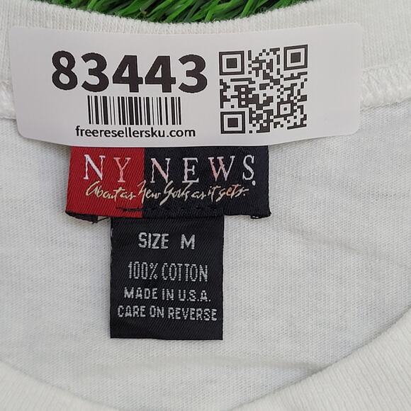 Vintage 1995 New-York News Shirt Medium 22x26 White USA Plaid - Picture 7 of 13